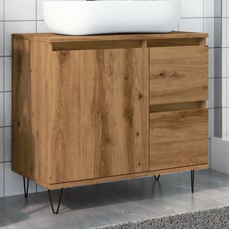 Vidaxl – Armoire de lavabo salle de bain chêne artisanal 65x33x60 cm – Matériau bois d'ingénierie – Design peu encombrant avec pieds en fer