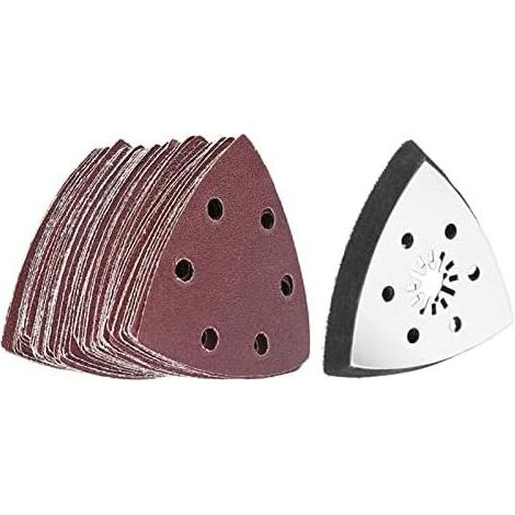 Utensile multifunzione oscillante da 90 mm, platorello abrasivo triangolare a 6 fori con 61 fogli abrasivi, compatibile con Silverline, Ferrex e - (1/4)