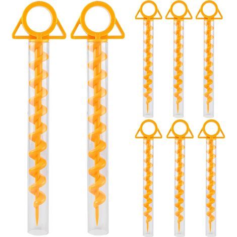 8 x Piquets de Tente a Visser, Camping Piquet Sardines Légère de Fixation Piquets Tente en Plastique à Vis 29cm avec 8 Tubes en Plastique Transparents, Jaune (1/5)