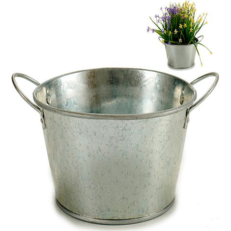 IBERGARDEN macetero asas zinc 20x27,5x10,5 cm , Macetero asas zinc 20 x 27,5 x 10,5 cmFabricado en zinc de alta calidadApto para decoraciónSe puede utlizar como barreño