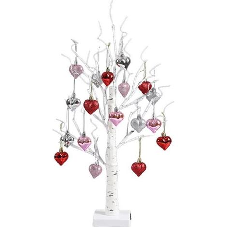 1 x Lámpara con forma de abedul, altura 60 cm, colgante en forma de corazón, funciona con USB y pilas, decoración para bodas (1/5)