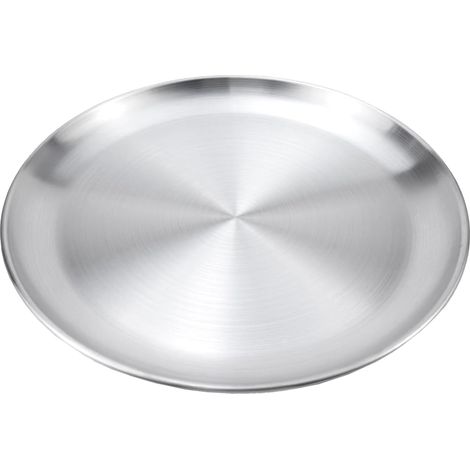 Rundes, silberfarbenes Edelstahltablett, 14 cm, Serviertablett aus Metall