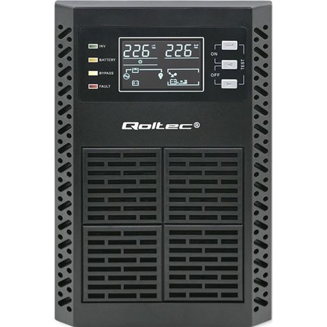 Sistema de alimentación ininterrumpida (SAI) Qoltec, 2 kVA, 2000 W, Factor de potencia 1.0, LCD, EPO, USB, En línea (1/5)