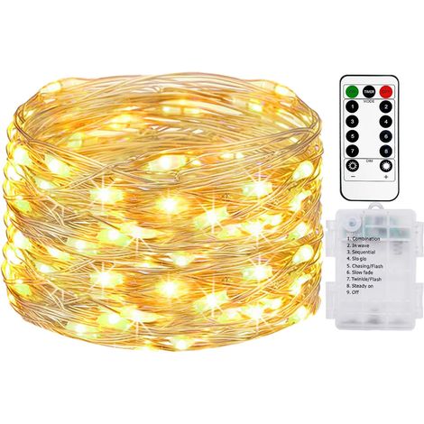 Battery Operated Fairy Lights 5 m 50 LED, [Pack of 1] Battery Operated LED String Lights with Remote Control, Waterproof 8 Modes String Lights Indoor Outdoor for Christmas Wedding Party Bedroom Decor  (1/5)