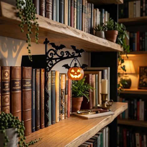 Niedliches neues Feiertagsdesign: Halloween-Bibliotheksregallaterne – Kürbis-Bücherregallampe – Kürbis –