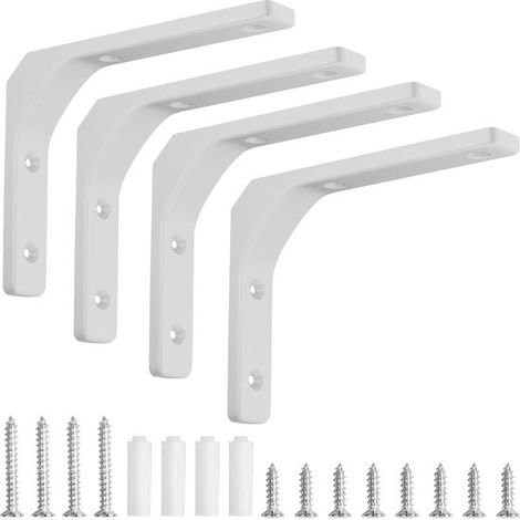 Soporte para estante flotante, soporte de pared blanco en forma de L, soporte de esquina de 150 mm x 125 mm, decoración para el hogar y la cocina.