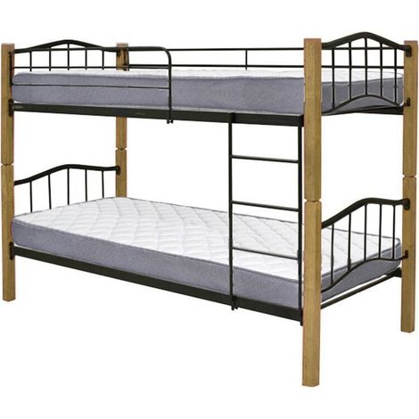 Oferta: Litera Doble Cama 90cm de Madera y Metal+ 2 Colchones (1/5)