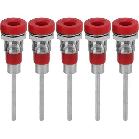 5-teiliges Bananenstecker-Set (4 mm) mit vernickelten Messing-Anschlussklemmen, J.40013Rot