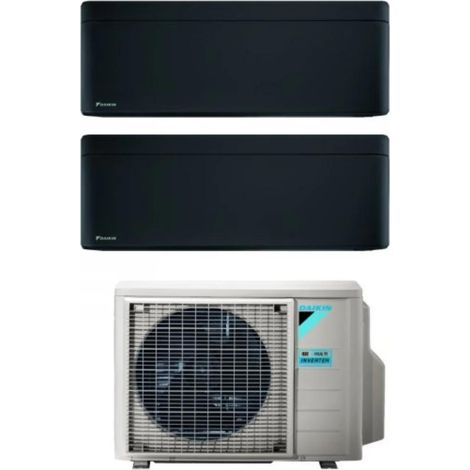 Daikin Bluevolution Dual Split Inverter-Klimagerät Serie STYLISH TOTAL BLACK 9+9 mit 2MXM50A R-32 Wi-Fi Integrated 9000+9000 Farbe Schwarz Italienische Garantie