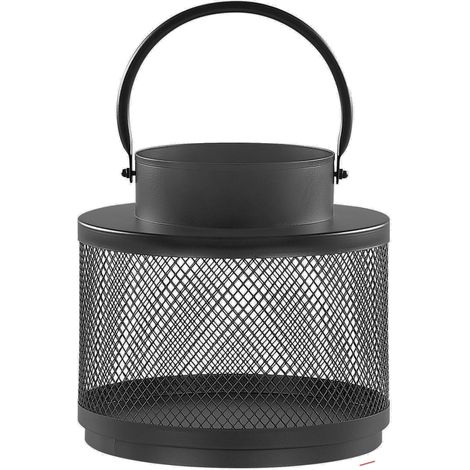 Linterna de hierro 24 cm candelabro portavelas pilar asa industrial moderno minimalista negro Yamdena