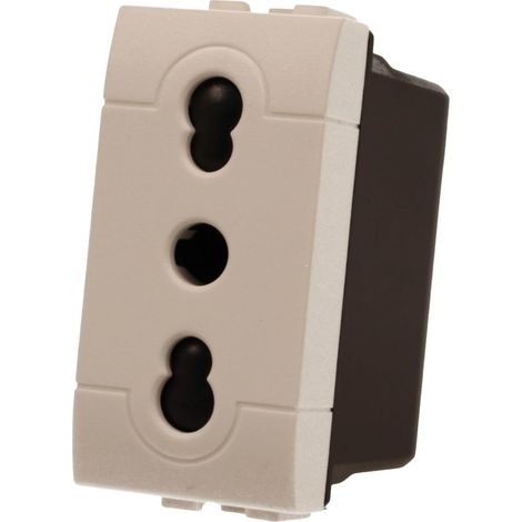 1 prise bipass bivalente 2P+T 10/16A 220 V, compatible avec Bticino Living Light, couleur blanche (1/5)