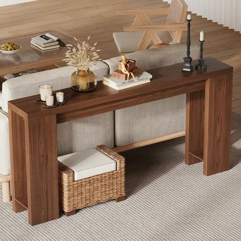 Console étroite extra longue 180cm meuble bois rustique table d appoint entrée couloir salon étagère cadre solide assemblage facile (1/5)