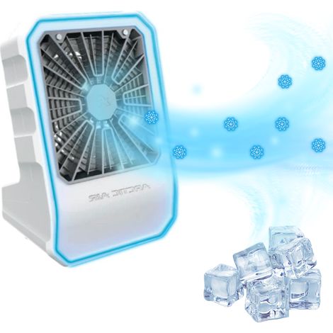 Tragbarer Kühler ARTIC HAIR OUTDOOR - VENTEO - Tragbarer Nebler mit Wassertank - USB-Ladegerät mit 6 Stunden Betriebsdauer - 3 einstellbare Geschwindigkeiten - Weiß - 7 programmierbare Stimmungslichte