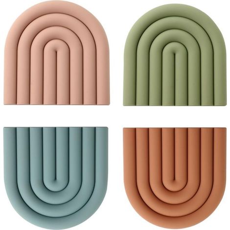 Maniques en Silicone, Dessous de Plat, Protecteurs de PoêLes ColoréS, RéSistance à la Chaleur, Protection AntidéRapante, Casseroles, Tasses, Bols Et Autres, DéCorations (1/5)
