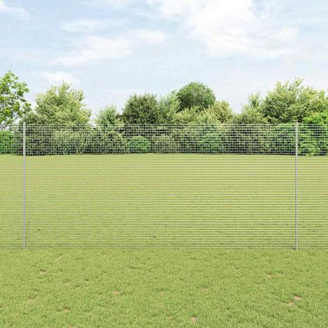 Zaun mit Pfosten Silber 1,4 x 10 m Stahl