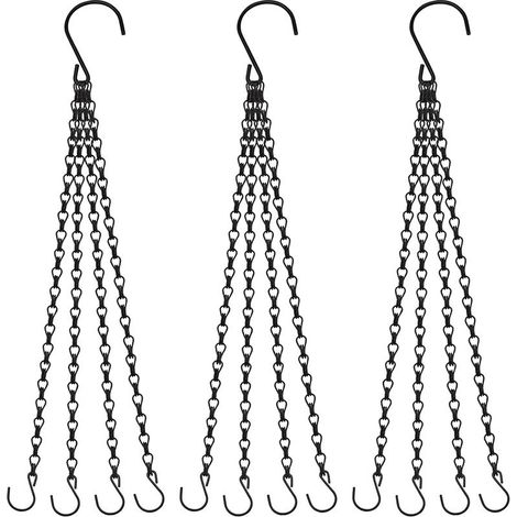 3-teiliges Set schwarzer Ketten, 4-strängige Anhängerketten, 58 cm lang, zum Aufhängen von Vogelfutterhäuschen, Blumentöpfen, Vogeltränken und Laternen. (1/5)