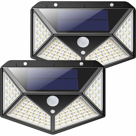 VURAHOME - Lampe Solaire Extérieur 100 led, 2 Pack éclairage Solaire Extérieur Détecteur de Mouvement éclairage 270° étanche, Spot Solaire Extérieur Lumière Lampe Puissante sans Fil pour Jardin (1/5)