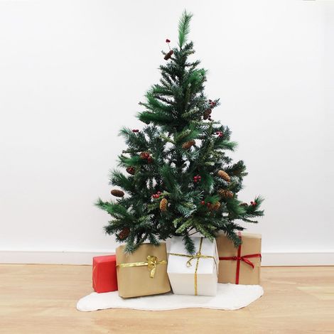 Sapin Artificiel Luxe Vert 150cm avec 330 têtes avec Pins et Fruits Rouges - SILUMEN