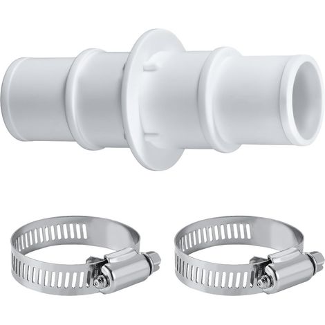 Raccord Adaptateur Tuyau Piscine Blanc 32 vers 38 mm avec 2 Colliers Inox pour Connexion Pompe Aspiration et Circuit Filtration Bassin Hors Sol (1/5)