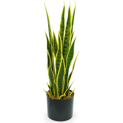 Sansevieria Artificiale pianta h 70 cm sfumature naturali contorni giallo-verdi
