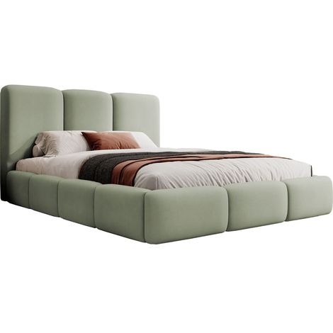 Selsey Bauro - Polsterbett 140x200 mit Stauraum und Samtbezug, salbeigrün (1/3)