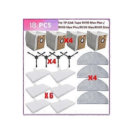 18-teiliges Set Ersatzteile für TP-Link Tapo RV30 Max Plus / RV20 Max Plus / RV30 Max / RV20 Max Staubsauger, Filter, Wischmopp
