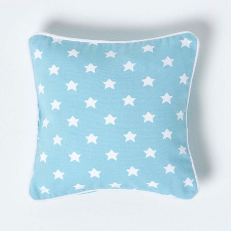 HOMESCAPES Cotton Blue Stars Cushion Cover, 30 x 30 cm