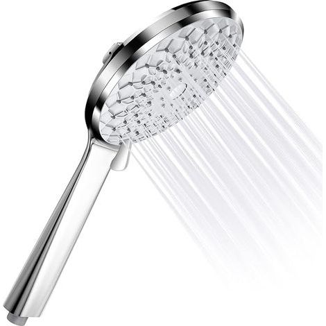 Handheld shower head with spray gun, 6 different nozzle types, silver (1/5)