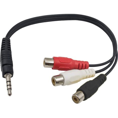 Câble RCA Câble adaptateur vidéo prise mâle jack 3,5 mm 3 RCA femelle ROUGE / NOIR / BLANC, Adaptateur pour AV, audio, vidéo, TV LCD, HDTV, 18 cm (1/5)