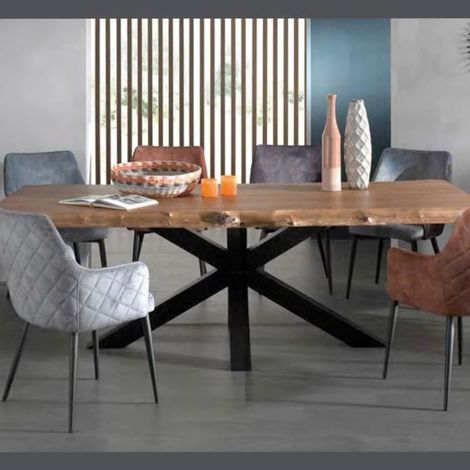 Table bois massif avec pied central et bords naturels 240cm Valley Casita VALTA 240 (1/2)