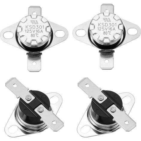 4 Pcs Thermostat KSD301 80°C/176°F 16A Matériau Bakélite (1/4)