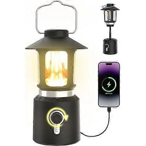 Lanterne de camping LED style rétro classique, rechargeable, à intensité variable en continu, 3 modes d'éclairage (2000K-6500K), batterie de secours 8000 mAh, lampe suspendue lumineuse (1/5)