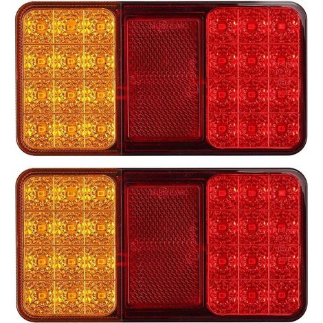 2pcs E-Marked LED Tail Lights Parking Position Indicator with 2x18 LEDs Waterproof LED Rear Brake Lights 12V Universal for Trailer Vehicle Caravan Truck Tractor