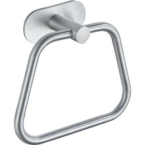 1 Anneau Porte-Serviette, Acier Inoxydable 304, Design Trapézoïdal, Fixation Adhésive, Pour Salle De Bain Et Cuisine (1/5)