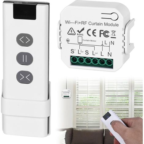Module Volet Roulant Sans Fil: Module Volet Roulant WiFi Avec RF Télécommande, 433Mhz Emetteur Radio, Contrôle de L’APP, Interrupteur Volet Roulant Connecté, Relais Mural (1/5)