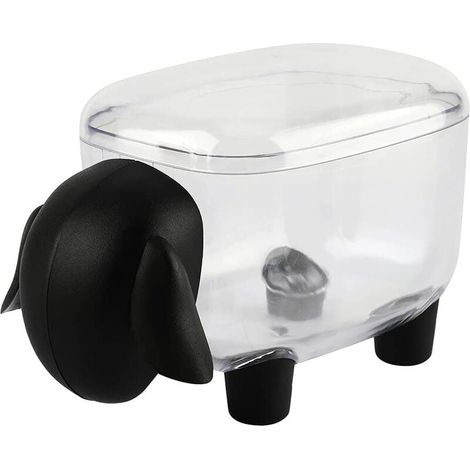Boîte De Rangement Pour Cotons-Tiges - Forme De Mouton - Transparente - Avec Couvercle - Pour Salle De Bain Et Coiffeuse - 1 Pièce (1/5)