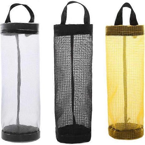 Set mit 3 Müllbeutelhaltern aus Nylon, Hängeorganizer aus Netzgewebe, transparente Mehrwegbeutel (1/5)