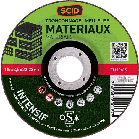 Disque à Tronçonner Usage Fréquent Matériaux ø (mm) 115 (1/2)