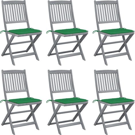 Klappbare Gartenstühle 6 Stk. mit Sitzkissen Massivholz Akazie vidaXL