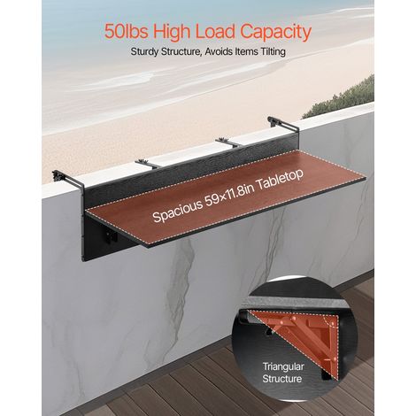Table Suspendue Balcon - 1500 x 450 x 240 mm Table de Bar Pliante (1/5)