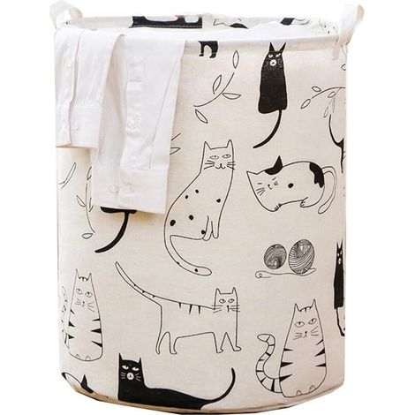 Grand panier à linge pliable et imperméable 4842 cm, panier de rangement pour vêtements et jouets, organisateur ménager (Chats) (1/4)