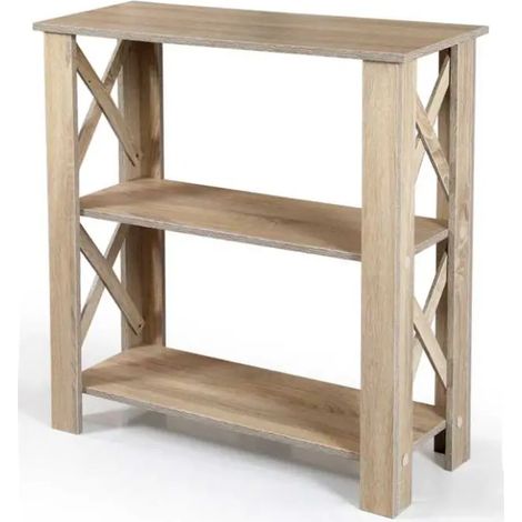 Estantería Gaia 80x30x80 cm en roble natural con 3 estantes visibles