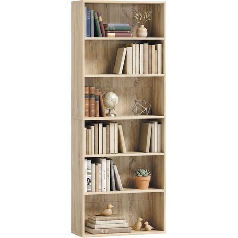 Bookshelf, 6 Tiers Freestanding, 60 x 24 x 158.5 cm, Oak (1/5)