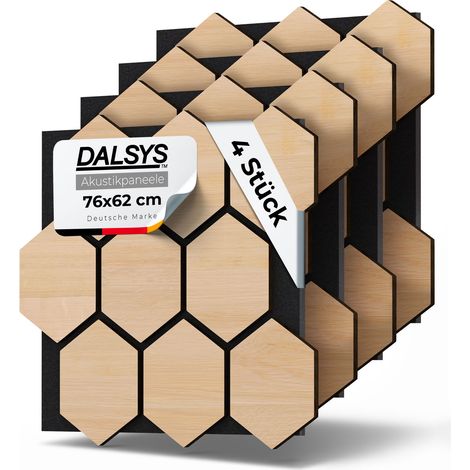 Dalsys Akustikpaneel Hexagon - 76x62cm 4 Stück Eiche Hell (1/5)