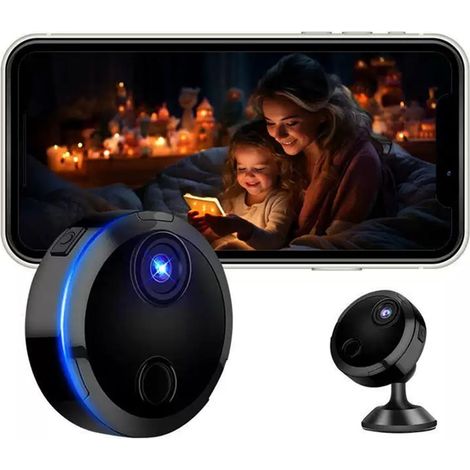Filiyano-Mini caméra 1080p HD avec application pour la surveillance intérieure WiFi, dotée d'une batterie, compacte, d'un détecteur de mouvement et (1/5)