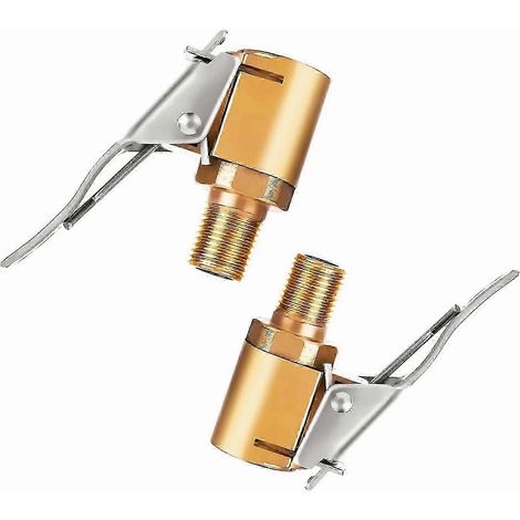 Adaptateur de valve de pneu de voiture en 2 pièces, embout en laiton de 8 mm, connecteur de valve de gonflage à clip de serrage. (1/5)