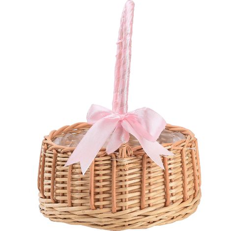 Panier en osier tressé pour fleurs, panier portable pour fille de fleur, fabriqué à la main, panier à fleurs naturelles et artificielles (1/5)