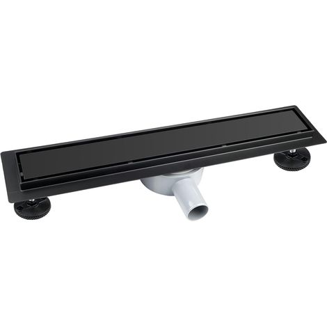 Caniveau Douche Italienne Noir 60 cm, 2 en 1 Caniveau de Douche Extra Plate,Acier INOX, Avec 359° Siphon, Bloqueur D'odeurs et Filtre à Cheveux,Drainage Rapide (1/5)