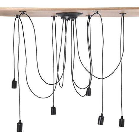 Moderne Et Rétro Lustre Suspension 6 Bras Suspension Luminaire Diy Créatif Lustre Araignee Ajustable 2m Vintage Lampe De Plafond Avec e27 Douille Noir (Sans Source Lumineuse) (1/4)