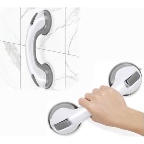 Poignée Ventouse,pour Salle de Bain Barres d'appui de Douche Forte Prise pour handicapés, Seniors, blessés, sécurité poignée de Douche Support jusqu'à 109 kg sans perçage et Amovible - Gris (1/5)